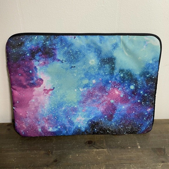 Galaxy Space Laptop Sleeve New Case Padded Zip Up Soft Inside 15” x 11” - Picture 2 of 6